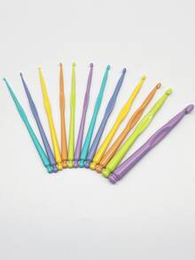 12pcs Candy Color Plastic Crochet Hook Set, 2.0-10.0mm Smooth Plastic Crochet Needles, Women's DIY Home Decor Handmade Craft Tools, Suitable For DIY Doll Clothes And Home Decor - Crochet Hook - View 1