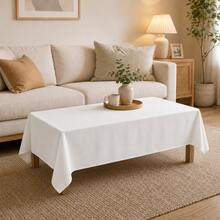 1 pieza Mantel rectangular, resistente a manchas & resistente a arrugas, mantel de poliéster lavable, adecuado para mesa de comedor, fiesta de buffet y decoración de camping, mantel de decoración de boda, tela protectora contra el polvo - Blanco - Ver 11