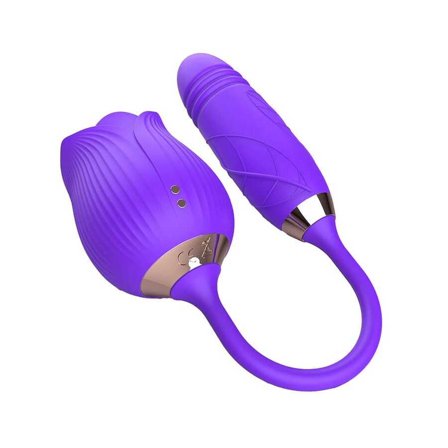 Double Dildo Sex Toy,  Toy Double Ended Sided Headed Dildo And Anal Dildos With 7 Vibrating Modes, Long Strapless Strap On Dildos Rose For Women And Couple Sex Toy - 玫瑰玩具,兩種顏色 - 查看 1