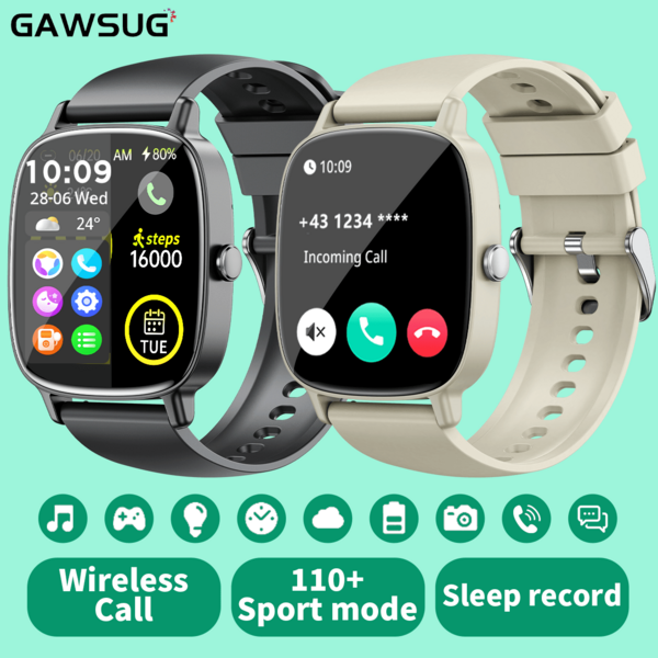  GAWSUG 2026 New 1.85" Full Touch Screen Smart Watch With Wireless Call, Health & Sleep Monitor, Multi-Sport Modes Fitness Tracker For Men Women, Ideal Birthday Gift, Compatible With IOS / Android