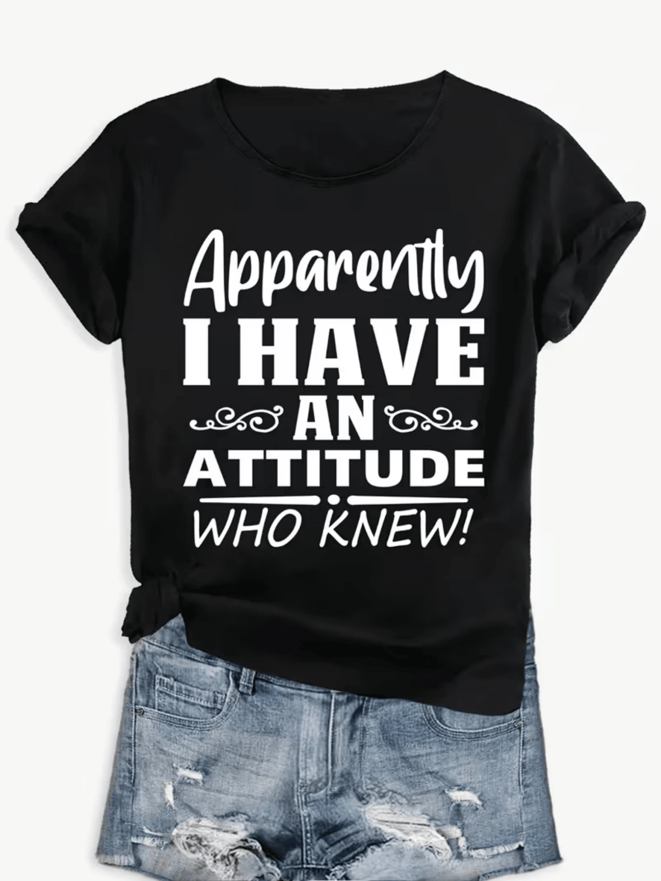 A Fun Phrase That Reflects A Confident Personality With A Touch Of Sarcasm And Modern Humor, Perfect For Showing Confidence In Style. A Comfortable, Casual Women's T-Shirt With A Positive Message For Everyday Wear. - 黑色 - View 1