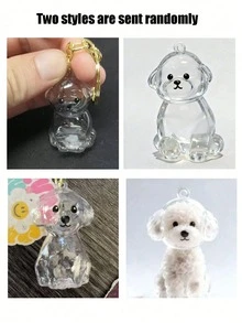 透明狗毛收纳盒，宠物毛发纪念吊坠，可爱狗狗吊坠，珍贵吊坠纪念品，透明塑料宠物毛发收集容器带可爱动物吊坠，便携式毛发袋，耐用宠物主人配件 - 彩色 - 查看 7