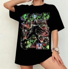 Spawn Comic Collage T-Shirt | Gender-Neutral Oversized Superhero Fan Shirt Black - Black - View 7