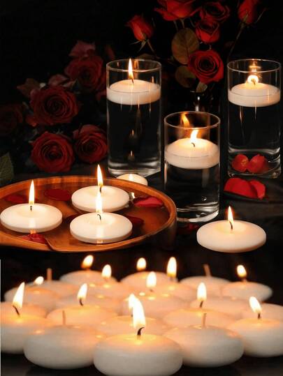 96/48/36/12/5/1pcFloating Candle Scented Candle Floating Balloon Wedding Decoration Candle, Suitable For Hotel Candle, Float Wax, Float Wax, Tea Wax, Wedding Romantic Candle, Round Table Centerpiece Candle