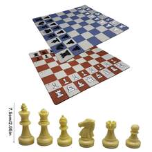 35cm Large Size Navy Blue & Coffee Color International Chess Set With 32 Chess Pieces, 7.8cm Tall King, Oversized Chess Set For Adults, Outdoor Party, Family Gathering Board Game - View 2