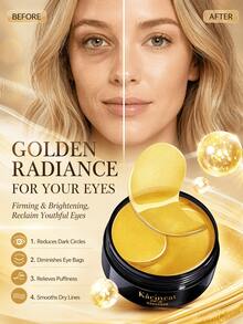 60pcs Gold Eye Masks, Under Eye Patches, Strong Moisturiz, Cooling, Look Reduced Wrinkles, Look Reduced Dark Circles, Gel Eye Patches Suitable For Swollen Eyes Dark Circles, Improved Under The Eye Patches Skin Loosen, Improve And Firm Eye Skin - 黃色 - 查看 2