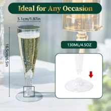 1-50个可重复使用的透明香槟杯，4.5盎司鸡尾酒派对杯，适用于派对、婚礼和大型庆典 - 查看 7