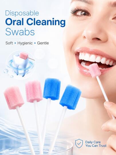 100 que tăm bông dùng một lần để vệ sinh răng miệng, sản phẩm chăm sóc răng miệng, que tăm bông vệ sinh răng miệng, vệ sinh hàng ngày.
