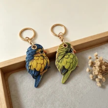Bird Parrot Access Card Cover, Protective Cover, Keychain Integrated AirTag Protective Cover PVC Leather - Multicolor - View 7