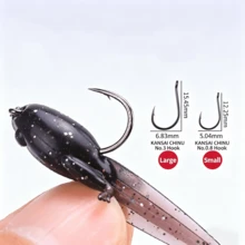 5-10个仿生蝌蚪软饵，2.6/3.9厘米硅胶材质，带即用型鱼钩，适用于鲈鱼垂钓，水面漂浮型路亚 - 彩色 - 查看 3