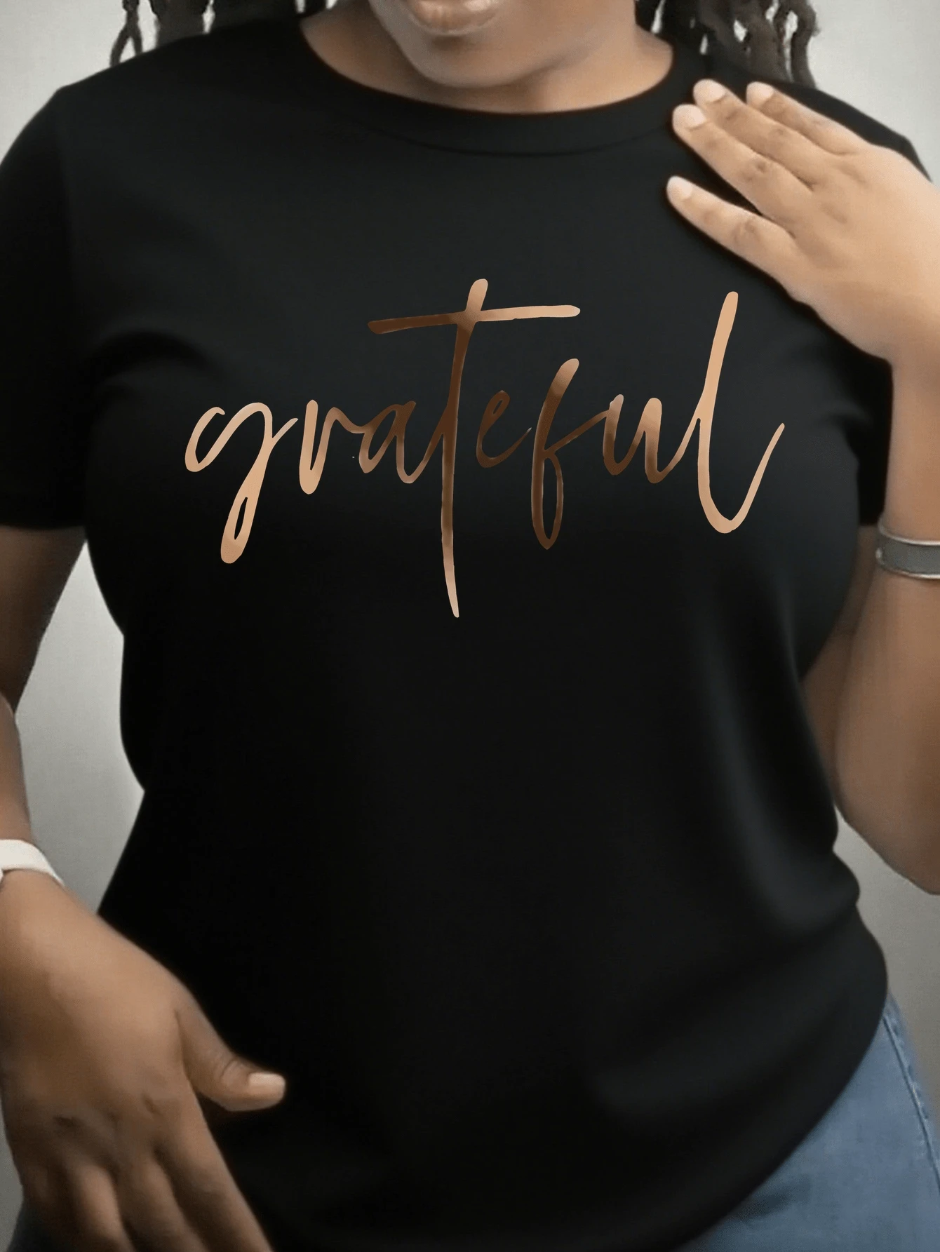 Women's Plus Size Oversized T-Shirt - Christmas And Valentine's Day Theme, Short Sleeve, Crew Neck, Loose Fit With Durable Print - Suitable For All Body Types, Machine Washable Year-Round, Local Warehouse - 黑色 - 查看 1