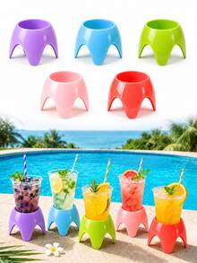 5pcs Beach Vacation Essentials - Colorful Coasters And Drink Holders, Summer Party Accessories, Tropical Pool And Outdoor Beverage Supplies, Perfect For Ladies, Adults, Families And Friends, Fun Hawaiian Themed, Beach, Pool Side, Tropical, Summer Party Decor - Multi-colored Beach Cup Holder - View 8