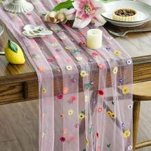 Pink Bohemian Style Pearl Table Runner, Suitable For Wedding Party, Baby Shower, Wedding Dessert Table Decoration - Pink Seven-colored Flower - View 5