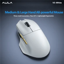 AULA V5 無線滑鼠 中大型人體工學輕量電腦滑鼠，3模式無線藍牙有線電競滑鼠，適用於辦公與遊戲 - 查看 1