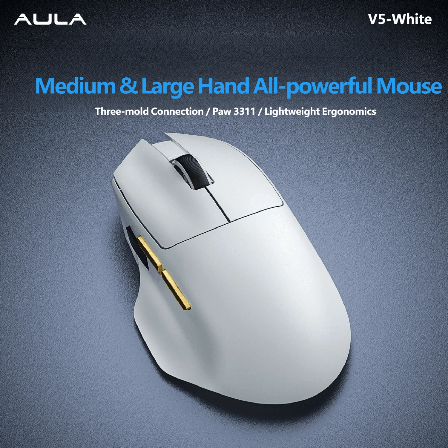 AULA V5 無線滑鼠 中大型人體工學輕量電腦滑鼠,3模式無線藍牙有線電競滑鼠,適用於辦公與遊戲 - 查看 1