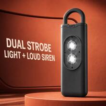Portable Dual Strobe Personal Safety Alarm Keychain, Loud Siren Emergency Alarm With Flash Light For Women Students Travel Night Walking - Black - View 7