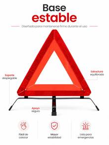Triángulo de emergencia de alta visibilidad con base metálica resistente para una estabilidad máxima. Triángulo de  vial duradero y reflectante por la noche. Triángulo de emergencia robusto y reflectante para averías de coche. Kit de triángulos de emergencia de  para accesorios de automóvil - A - Ver 10