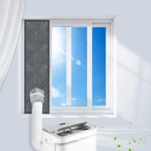 1 Set Insulated Portable Air Conditioner Window Seal Kit, Thick Reflective Heat Insulation Window Exhaust Cover With Hook And Loop, Suitable For AC Exhaust Pipe - Aluminum Foil Grey Oxford Set - View 11