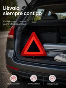 Triángulo de emergencia de alta visibilidad con base metálica resistente para una estabilidad máxima. Triángulo de  vial duradero y reflectante por la noche. Triángulo de emergencia robusto y reflectante para averías de coche. Kit de triángulos de emergencia de  para accesorios de automóvil - A - Ver 3