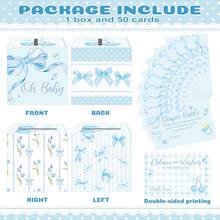 51pcs Bow Raffle Tickets Gift Box Set, Baby Shower Blessing Cards, Suitable For Baby Shower, Bow Theme Party And Gender Reveal Party - Blue-1 - View 5