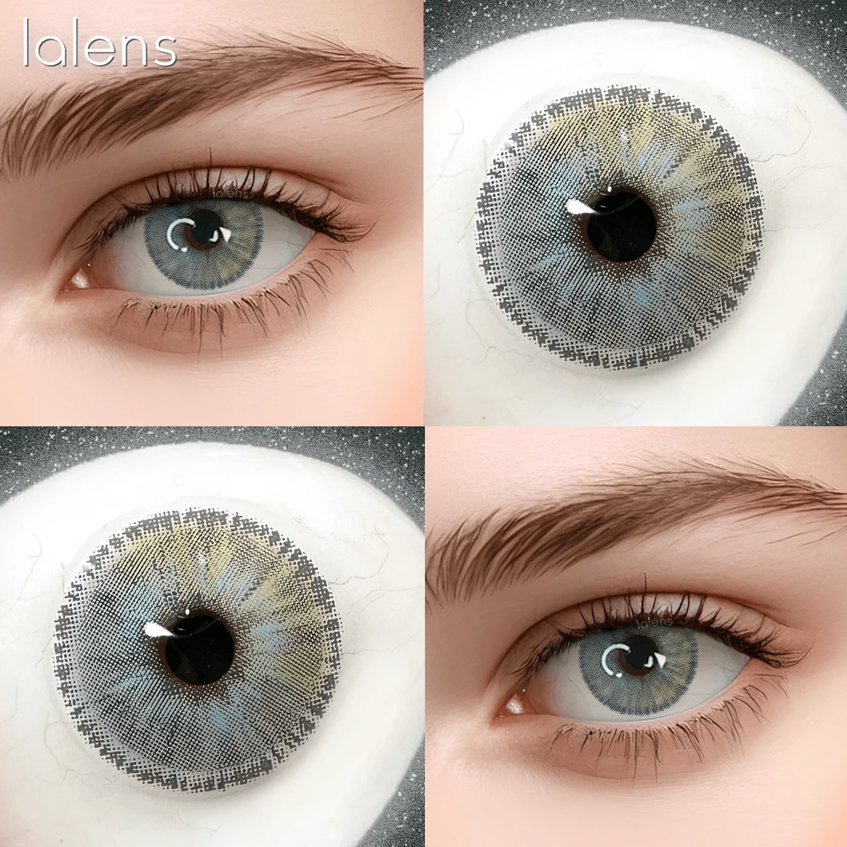 Lalens Urban Layer 藍灰色漸層圓形隱形眼鏡 1對 批發年戴款 DIA 14.2MM BC 8.6MM 無縫瞳孔融合 自然佩戴 中東穆斯林女性 派對約會妝容 化妝隱形眼鏡 適合所有膚色與眼睛顏色