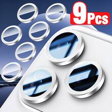 9pcs CD Hawk Eye Camera Lens Protector Sticker, Compatible With Apple 11/12/13/14/15/16/17 Pro Max Plus Mini, CD Pattern, HD Quality, Anti-Drop, Anti-Scratch - Silver - View 21