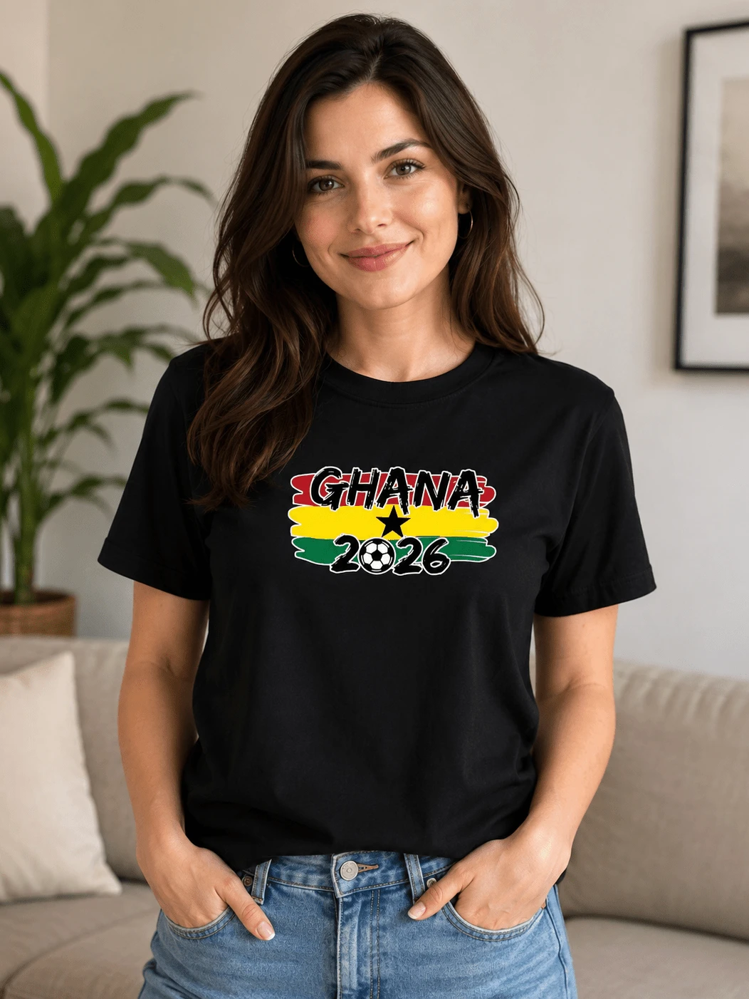 Unisex African Soccer Graphic Tee |   Vintage Black Stars Inspired Print,% Cotton Casual Short Sleeve