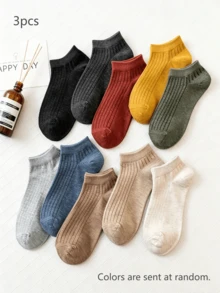 3 Pairs Kids' Summer Striped Breathable Ankle Socks, Spring New Arrival Solid Color Low-Cut Socks - Multicolor - View 6