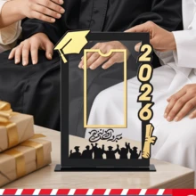 2D Acrylic Graduation 2026 Desktop Decor Money Clip Photo Frame, Creative Graduation Cap Cash Gift Display Stand, Graduation Party Table Decor Photo Frame, Student Gift, Home Desktop Decoration, Souvenir Gifts - A - View 5