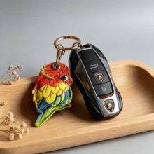 Bird Parrot Access Card Cover, Protective Cover, Keychain Integrated AirTag Protective Cover PVC Leather - Multicolor - View 8