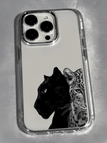 Fierce Animals 1pc Transparent Fierce Tiger & Leopard Minimalist Personalized TPU Shockproof Full Coverage Phone Case Compatible With Apple 17, 16, 15, 14, 13, 12, 11 Pro Max, Air - Multicolor - View 1