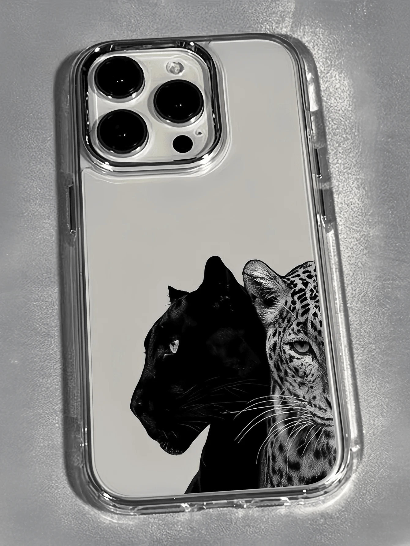 Fierce Animals 1pc Transparent Fierce Tiger & Leopard Minimalist Personalized TPU Shockproof Full Coverage Phone Case Compatible With Apple 17, 16, 15, 14, 13, 12, 11 Pro Max, Air - Multicolor - View 1