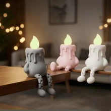 1个3D打印发光蜡烛人摆件，治愈系桌面装饰，迷你摆件，桌面伴侣，可用于装饰、电脑、家居 - 多色 - 查看 4