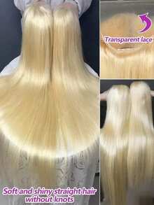 HJ WEAVE BEAUTY 180% Density 613# Blonde Straight Human Hair 13x6 Lace Front Wig HD Transparent Lace Wigs For Women Pre-Plucked Pre-Bleached Wig Natural Hairline With Baby Hairs - S613 - Xem 9