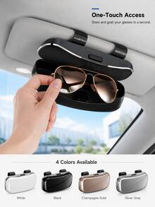 Estuche para gafas de sol de parasol de coche, caja de almacenamiento de gafas de coche con botón de apertura con un solo toque, soporte protector para gafas, caja de gafas de parasol multifuncional y de moda, unisex - A - Ver 4