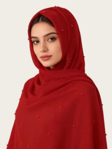 Women's Chiffon Pearl Decorated Scarf, Suitable For Daily Wear,Beach,Holiday,Accsesories,Travel Essential - Chiffon With Pearl Studs In Multiple Colors - View 17