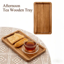 1/2PCS Elegant Solid Wood Oval Serving Tray-Japanese Style, Suitable For Desserts, Snacks And Fruits, Wooden Display Tray. - Mocha Brown - View 5