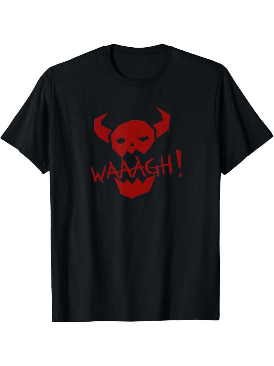 Ork WAAAGH! Unisex Cotton T-Shirt, Funny Design, Soft And Breathable, For Men And Women, Comfortable, Casual, Sporty, Halloween Gift - 黑色 - 查看 1