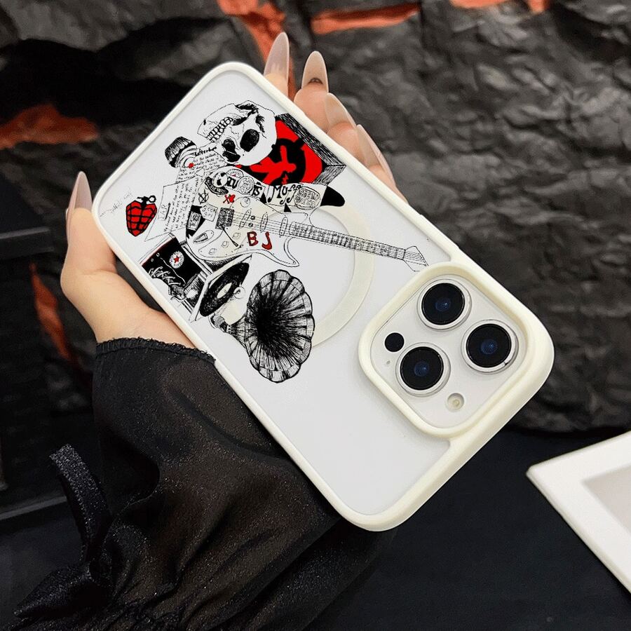 マグネット式黄ばみ防止 | 高級感あふれる2in1アクリルマグネット式スマホケース！スタイリッシュで手触りも良く、実用的な保護機能とマグネット式・耐衝撃設計を融合させた、高級感あふれるケースです。 ギター蓄音機レコードスケルトングラフィティパンダブーツ爆弾ケーキケース  11  17e 手机壳  17e 手机壳 家族、恋人、友人、そして子供たちへのプレゼントに最適です。  15 Pro Max/Apple  Air/15 Plus/ 13 pro/17 Pro Max/14 Pro Max/13/14 Plus/15 Pro/16 Pro/14 Pro/13 Pro Max/12/16e/15/17/16 Pro Max/17 Pro/11 Pro/16 Plus/14/16/11 Pro Max/17e/12 Pro/12 Pro Max - ホワイト - チェックする 1