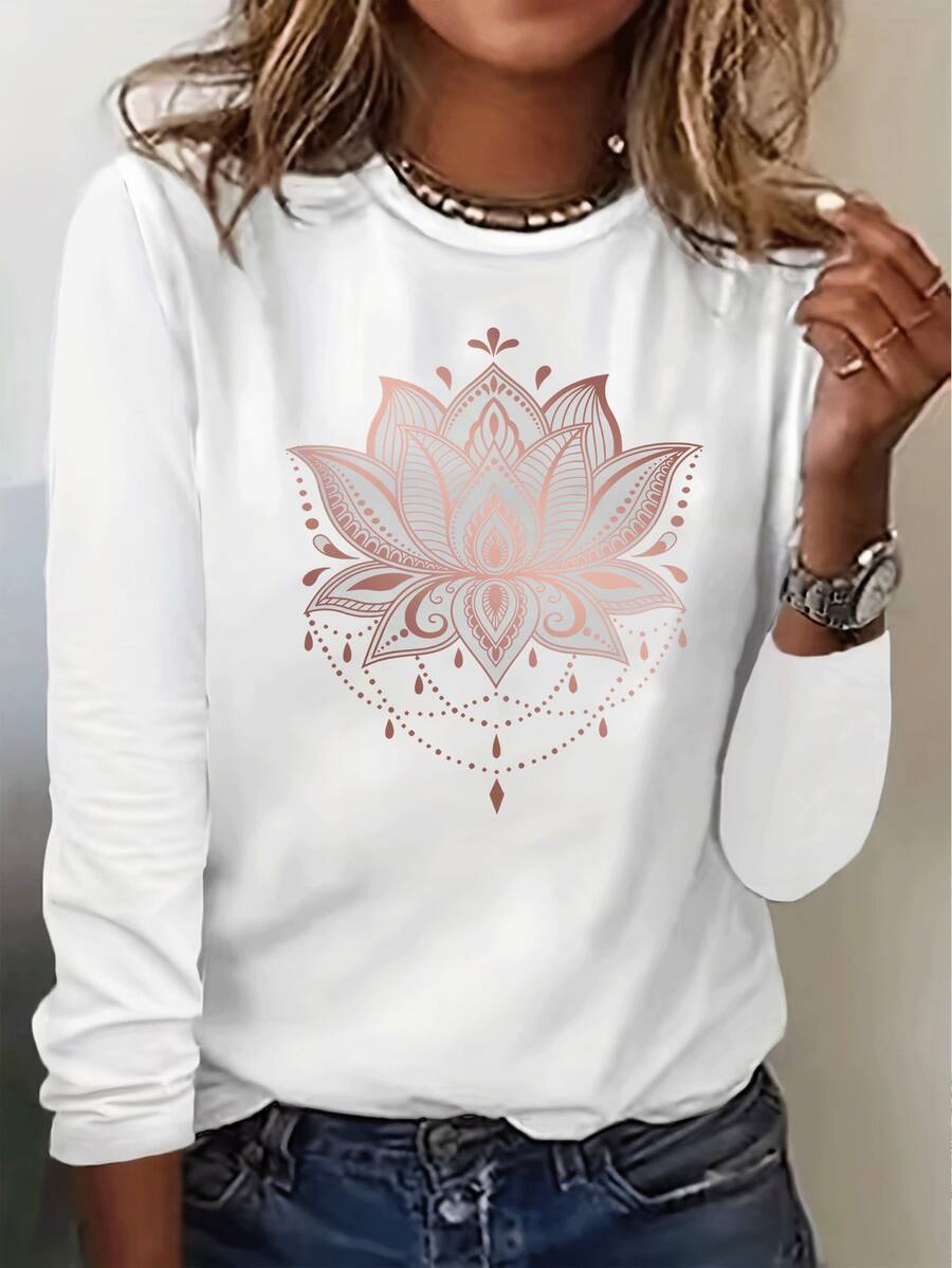 Camiseta de Meditación para Mujer con Estampados de Afirmaciones Espirituales - Manga Larga y Cuello Redondo, Ideal para Mindfulness y Uso Casual - Ropa de Afirmaciones Positivas para Relajación y Práctica de Meditación - [Blanco] - Ver 1