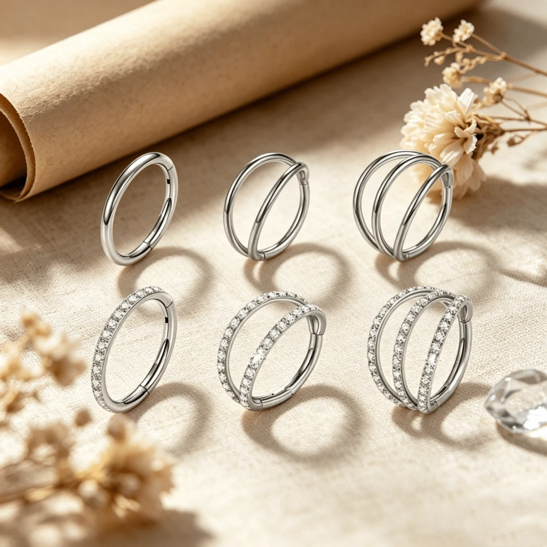 1 chiếc/bộ Khuyên mũi bằng thép không gỉ 316L đính đá Zirconia, cỡ 16G, Khuyên septum hai lớp, Khuyên septum, Khuyên môi, Khuyên septum, Khuyên helix, Khuyên sụn, Khuyên septum, Trang sức xỏ lỗ septum - Bạc - Xem 1