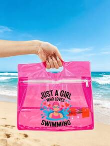Sac de toilette transparent et imperméable avec imprimé de fille de natation, convient pour ranger le shampoing, la lotion, les cosmétiques et autres articles de salle de bain. Offre une solution de rangement à la fois élégante et pratique pour les voyageurs, les employés de bureau, les étudiants et les passionnés de beauté. Polyvalent pour les voyages, la salle de sport, l'hôtel et l'organisation quotidienne de la salle de bain - Multicolore - Voir 3