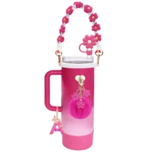 Acessórios para Canudo de 8-9mm, Capa de Silicone para Copos Térmicos de 30-40oz, Presente de Natal para Mulheres, Decoração DIY, Decoração de Ação de Graças, Presentes de Natal para Amigos, Decoração para Festa de Natal, Acessórios (Copo Não Incluso) - Rosa Vermelha 26 Letras - Ver 3