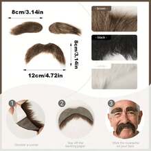 1 Set Reusable Fake Mustache And Eyebrows, Suitable For Halloween Party Makeup Accessories - Multicolor - View 2