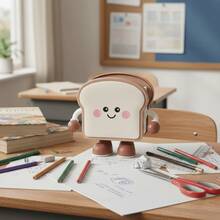 Soporte de bolígrafo de plástico duradero con diseño de pan/galleta, contenedor de bolígrafos de gran capacidad, organizador de escritorio, regalo - Multicolor - Ver 10
