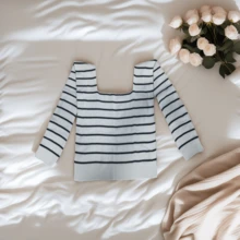 1pc Women's Fashion Striped Knit Cardigan With Contrast Color Shawl Collar, Versatile Spring/Summer Air-Conditioning Shawl, Suitable For All Seasons, Pair With RC Dress,Travel Essential,Beach Towel - Multicolor - View 5