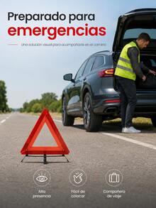 Triángulo de emergencia de alta visibilidad con base metálica resistente para una estabilidad máxima. Triángulo de  vial duradero y reflectante por la noche. Triángulo de emergencia robusto y reflectante para averías de coche. Kit de triángulos de emergencia de  para accesorios de automóvil - A - Ver 7