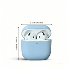 Set de 4 piezas: 1 funda protectora de silicona para auriculares y 2 cepillos de limpieza, funda protectora de auriculares resistente a golpes y arañazos con cepillo de limpieza (no incluye auriculares ni estuche de carga) - Azul claro - Ver 6