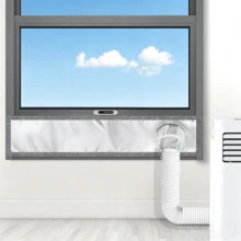 1 Set Reflective Portable Air Conditioner Window Sealing Kit, Heat Insulation Window Vent Cover With Hook And Loop, Adjustable Sealing Cloth For AC Exhaust Pipe - Silver-coated Single-layer Set - View 10