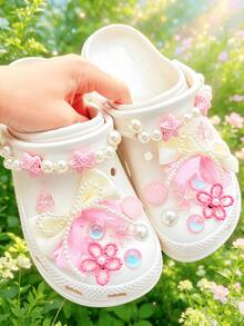 18 pièces/set Accessoires multicolores pour chaussures (nœud dégradé de perles, étoile de mer, coquillage, fleur) Mignon et doux, convient pour les chaussures, sandales, tongs, chaussures de plage, chaussures de jardin des femmes au printemps/été. Accessoires décoratifs DIY, article de mode idéal, cadeau pour les vacances/anniversaire/fête - Multicolore - Voir 7